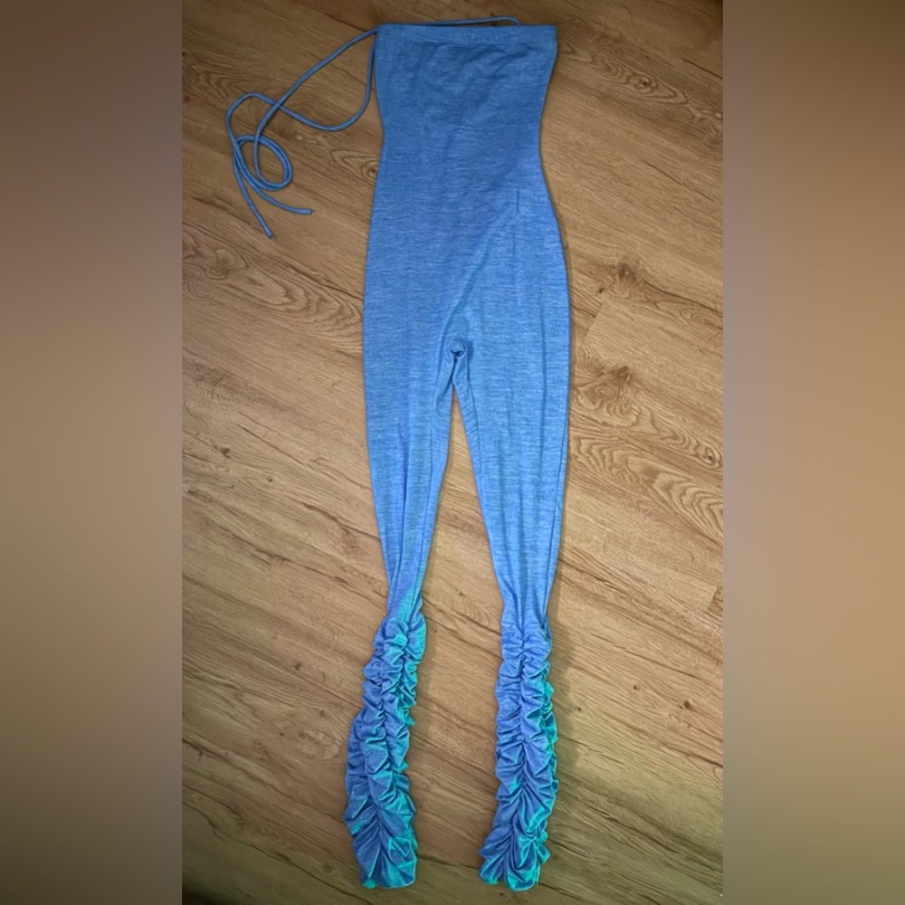 Baddieville “Mine Again” Jumpsuit – Blue, Ruched Legs – XS - Picture 2 of 3